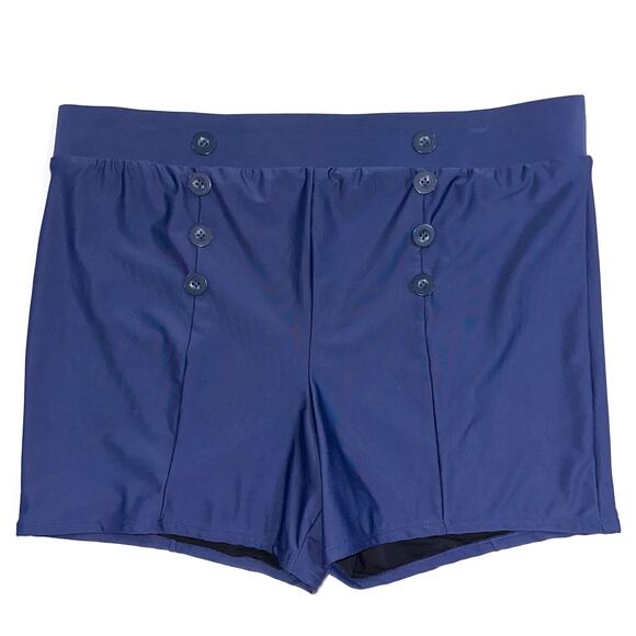 Retro Chic Torrid Ultra High Rise Navy Blue Sailor Button Swim Short Size 2X - Picture 4 of 11